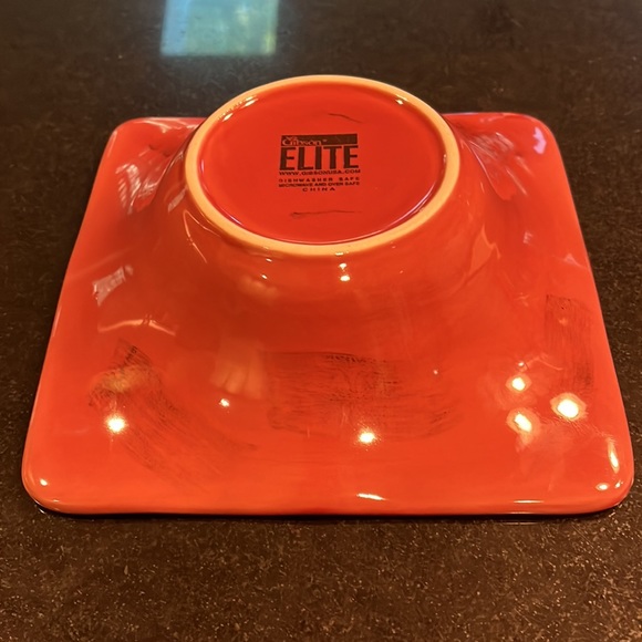 "ELITE"  Square Serving Bowl "RHAPSODY - Salmon"  by Gibson - Picture 4 of 6